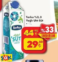 TORKU %3.3 YAĞLI UHT SÜT 1 L